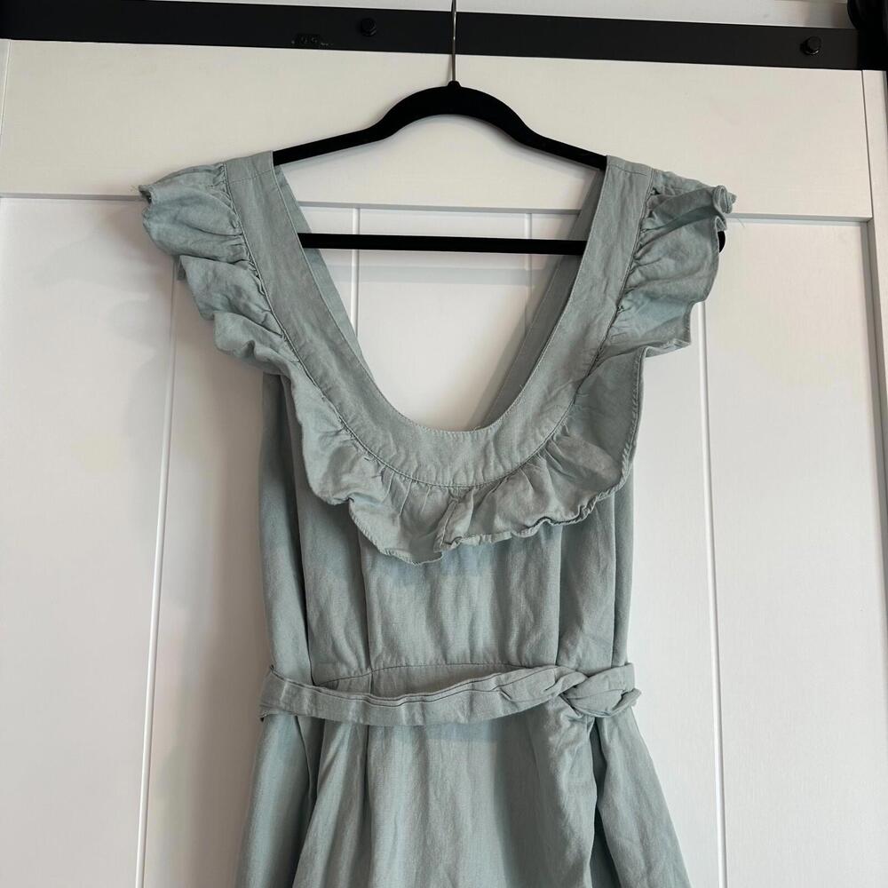 FREE PEOPLE Seafoam Green Lara Ruffle Bib Mini Dress Size Medium - Picture 5 of 9